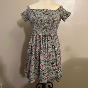 Sage floral mini dress